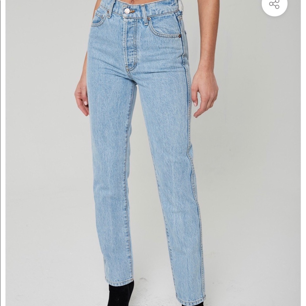 REVICE Light Wash High-Rise Straight Jeans